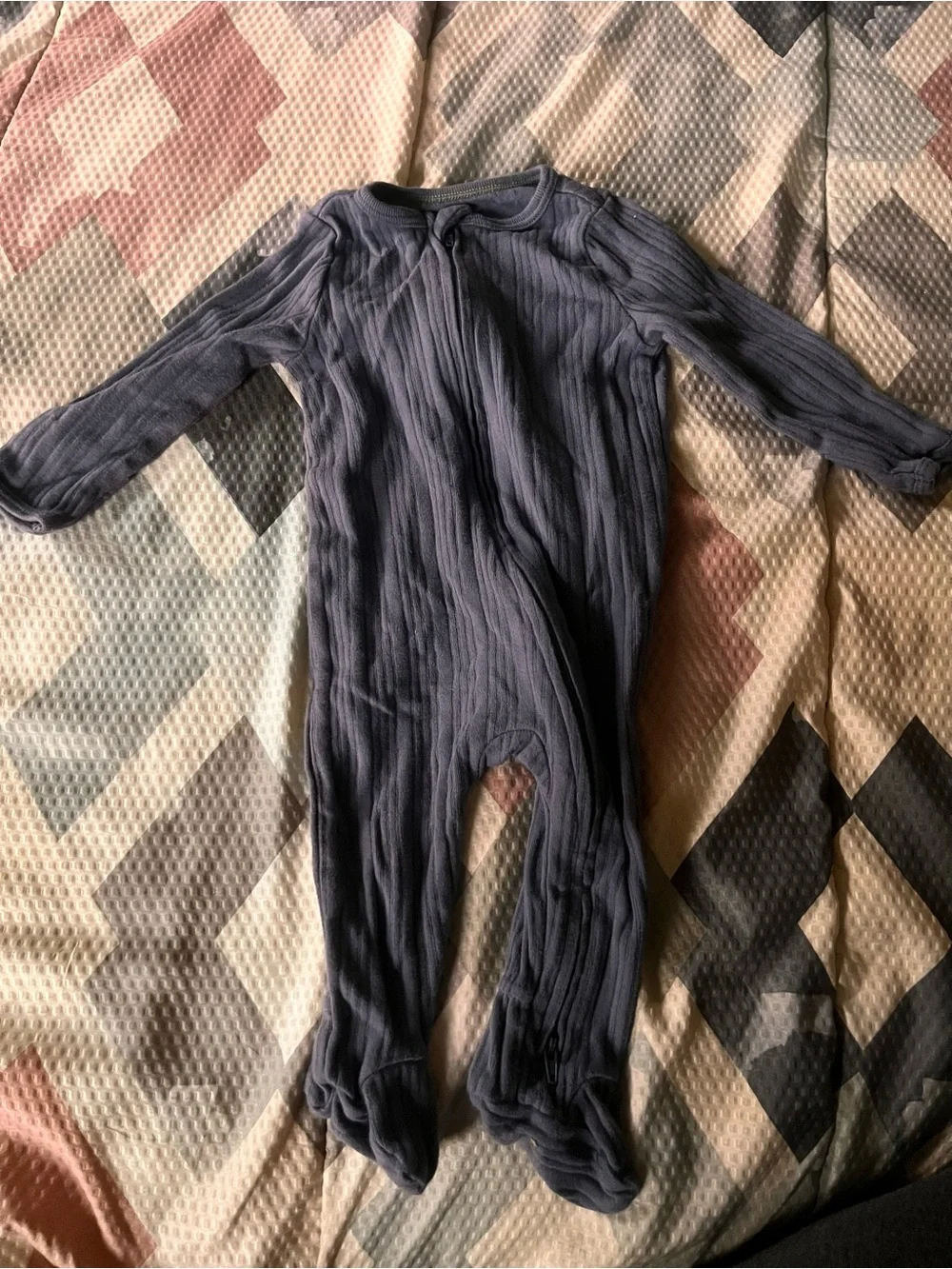 cloud island Navy One-Piece Footed Ribbed Pajamas
